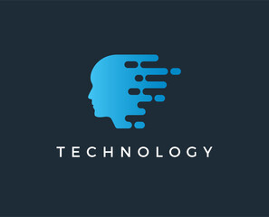 minimal technology logo template - vector illustration