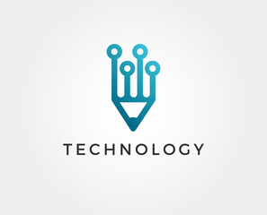 minimal tech logo template - vector illustration