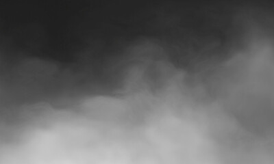 White gray smoke Isolated on black color dark horror background. Use for concept design Halloween Spooky night.