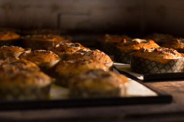 The making of italian traditional Christmas dessert, panettone, made from pastry dough.