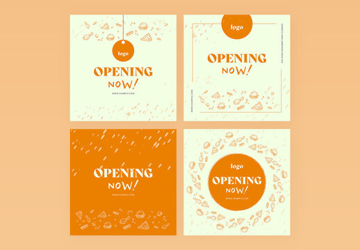 Opening Now Food Social Media Layout Set