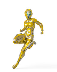 astronaut girl on sci-fi suit in action pose