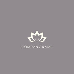 Simple, minimalistic, stylized lotus flower symbol or logo, made from one solid piece. Made with a solid spot.