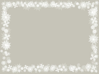 Fototapeta premium Christmas frame, Wallpaper with snowflakes. Simple new year design for banners. Vector illustration.