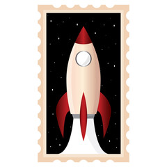 Isolated Space rocket red picture icon - Vector