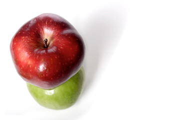 Close up of apples on white background