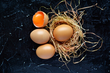 raw white chicken egg on background	
