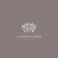 Floral symbol in a simple form. Rose or peony logo