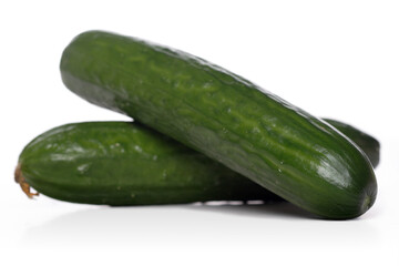 Close up of cucumbers on white background