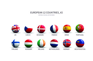 The second series of Flag Ball Vector of European Countries.