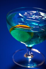 Studio shot of curacao drink