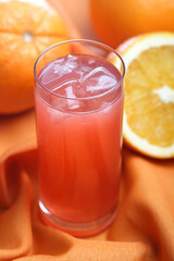 Close up of grapefruit beverage