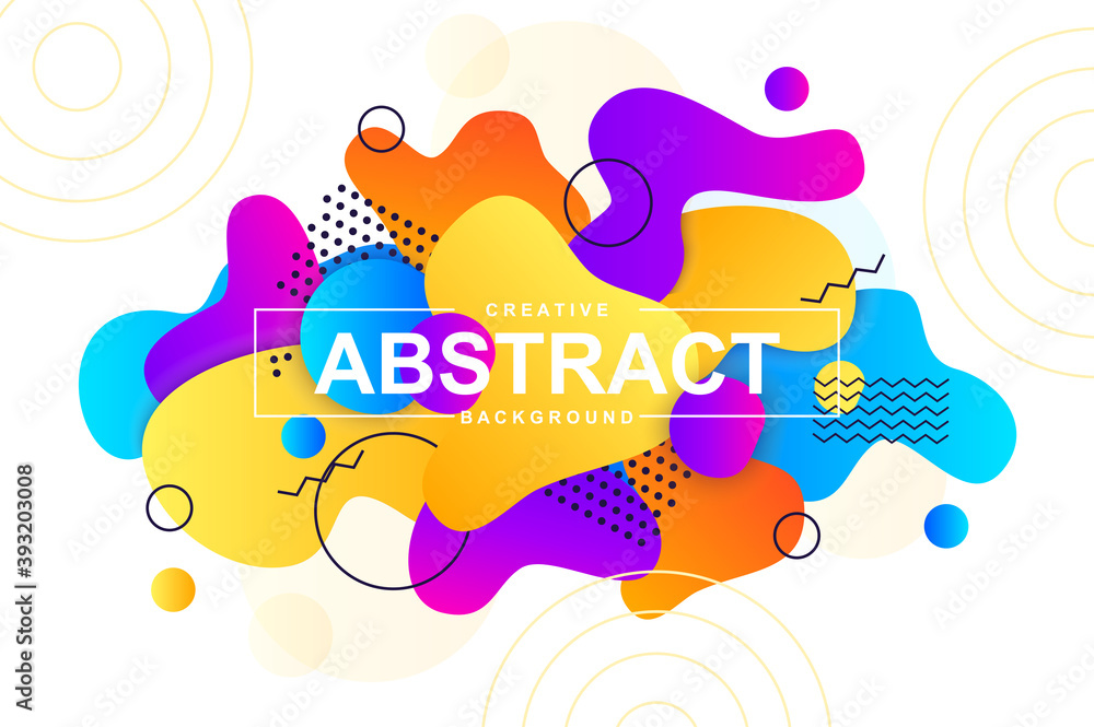 Aufkleber Unique design with dynamic liquid shapes. Colorful fluid style background for landing page, web banner, wallpaper. Bright composition with gradients, wavy pattern with header vector Illustration.