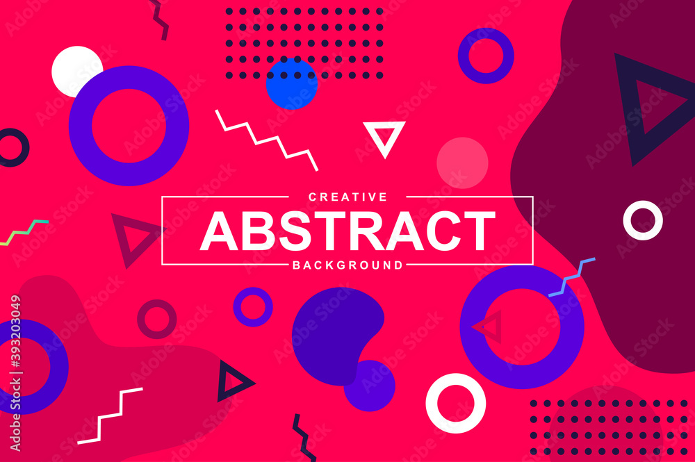 Fototapete abstract design with geometric shapes in memphis style. colorful creative background for landing pag