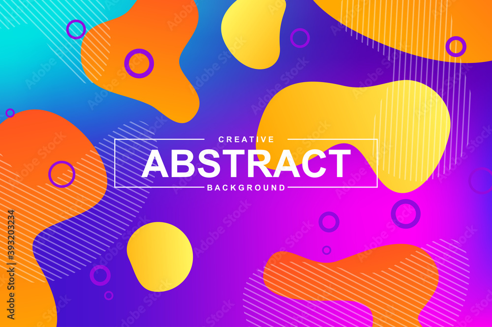 Fototapete Trendy design with dynamic liquid shapes. Colorful fluid style background for landing page, graphic presentation. Vivid composition with gradients, wavy pattern with header vector Illustration.