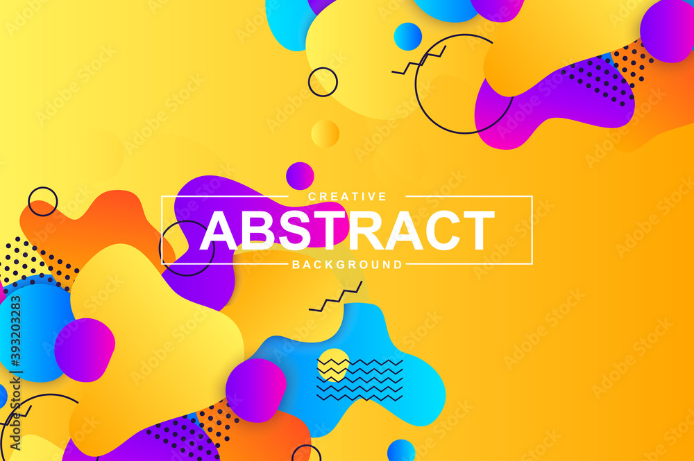 Fototapete unique design with dynamic liquid shapes. colorful fluid style background for landing page, web bann