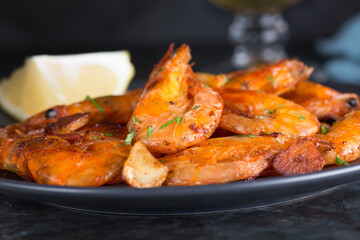 Dish with fragrant fried shrimp.