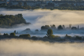 foggy dawn over the River Volga