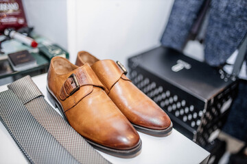 brown vintage leather shoes in store
