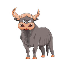 Cartoon bull on a white background.