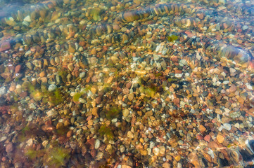 Clear water surface. Background water. Smooth green water.