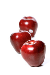 Studio soht of red apples on white background