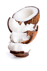 Studio shot of halved coconut