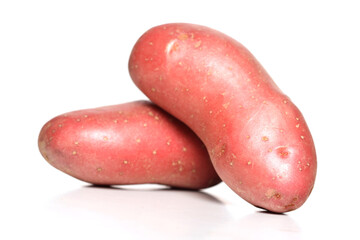 Red potaoes on white background