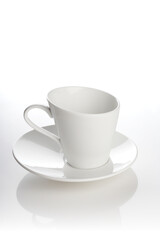 Empty coffee cup on white background