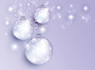 Fototapeta na wymiar Christmas balls, greeting card template Merry Christmas vector