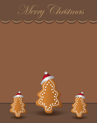 Merry Christmas greeting card template with Christmas tree with hat vector