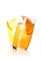 Close up of orange juice in glass