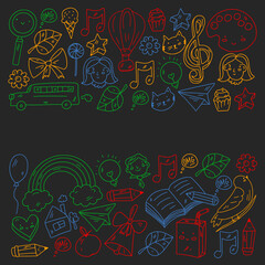 Education icons set. School and colledge. Creativity and imagination.