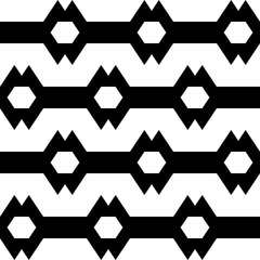 Seamless vector. Hexagons, zigzag lines background. Folk ornament. Polygons, jagged stripes pattern. Ethnic motif. Geometric wallpaper. Digital paper, textile print, abstract backdrop.