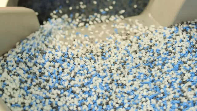 Close-up shot of equipment for sorting and mixing bulk materials at the enterprise.