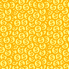 Fototapeta premium Seamless money pattern on white background. Big win or success concept. Money finance coins and banknotes illustration. Vector