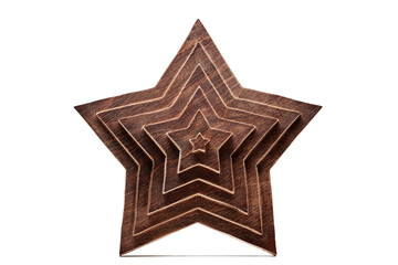 Christmas decoration wooden star isolated on white.
