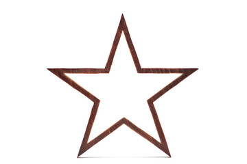Christmas decoration wooden star isolated on white