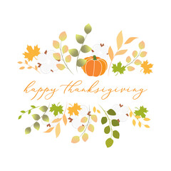 Happy Thanksgiving Autumn Fall Holiday Background Illustration with Leaves Vector Illustration for posters, flyers, online advertisement, social media, Greeting Cards, Holiday Cards