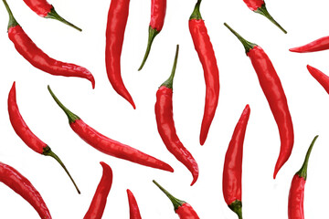 Red chili peppers on white background