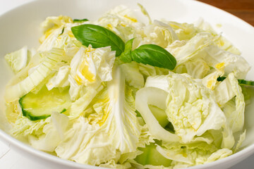 Heap of Chopped Chinese Cabbage, Napa Cabbage or Wombok