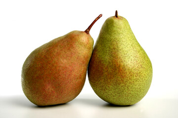 Two pears on white background