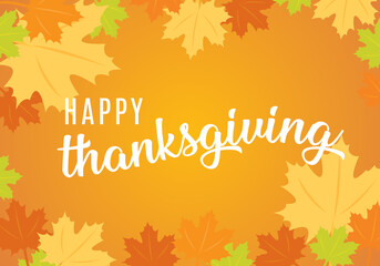 Happy Thanksgiving Autumn Fall Holiday Background Illustration with Leaves Vector Illustration for posters, flyers, online advertisement, social media, Greeting Cards, Holiday Cards