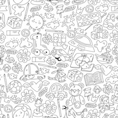 Kindergarten and toys. Little children game. Kids playground. Education, creativity, imagination.