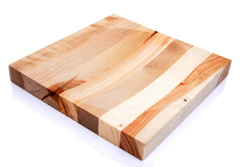 Wooden bread board on white background