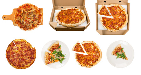 Pepperoni or Diabola Pizza in Delivery Box Top View