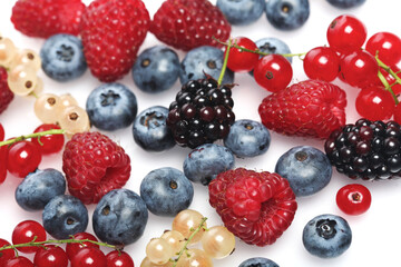 Berries on white background - close-up