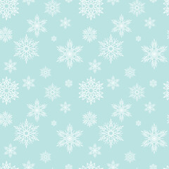 Snowflake simple seamless pattern. Abstract wallpaper, wrapping decoration. Symbol of winter, Merry Christmas holiday, Happy New Year celebration. Windy flakes falling winter seasonal weather vector.