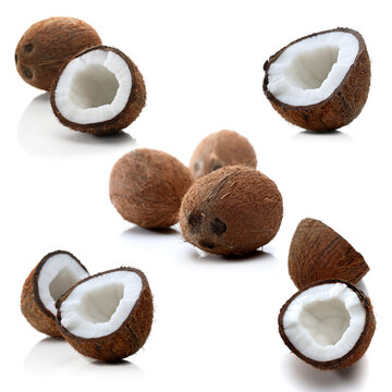 Coconuts on white background - studio shot