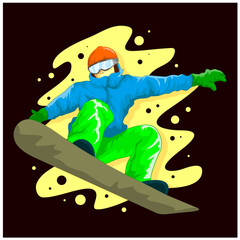Abstract snowboarder from a splash of watercolor, hand drawn sketch.